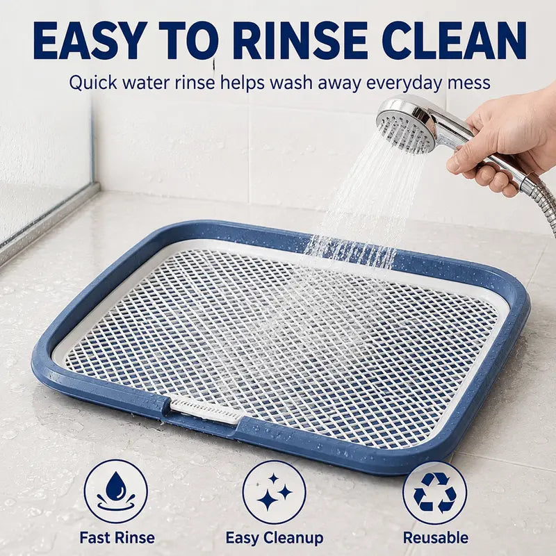 Dog Potty Tray with Removable Grating, Leak-Proof Indoor Dog Toilet for Puppy Training, Washable Pee Pad Holder for Apartments & Dogs