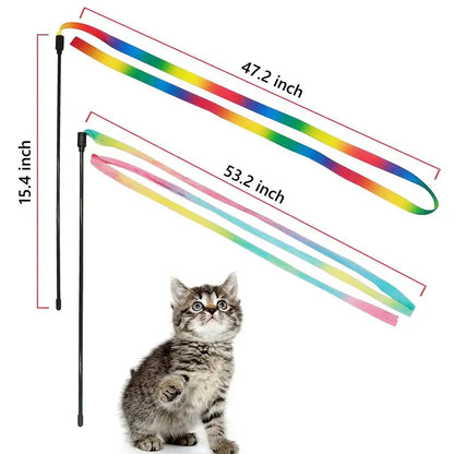 24Pcs Colorful Cartoon Cat Toy Set - Polypropylene 2-Way Interactive Tunnel with Memory Steel Frame, Feathers, Ribbon Flutter Tease, Bell Ball - Stimulating Training for Kittens, Universal Birthday Gift