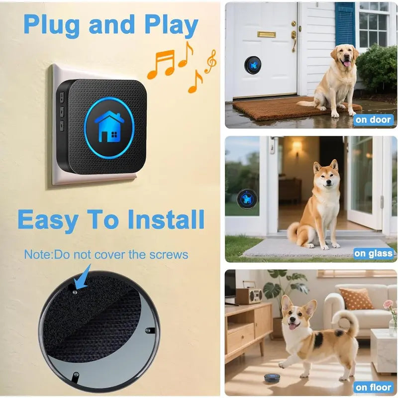Dog Door Bell Enhanced Touch, Wireless Doggie Doorbell for Potty Training to Go Outside, IP65 Waterproof, 1000Ft Range, 55 Melodies, 5 Modes & Adjustable Volume (2 Buttons)