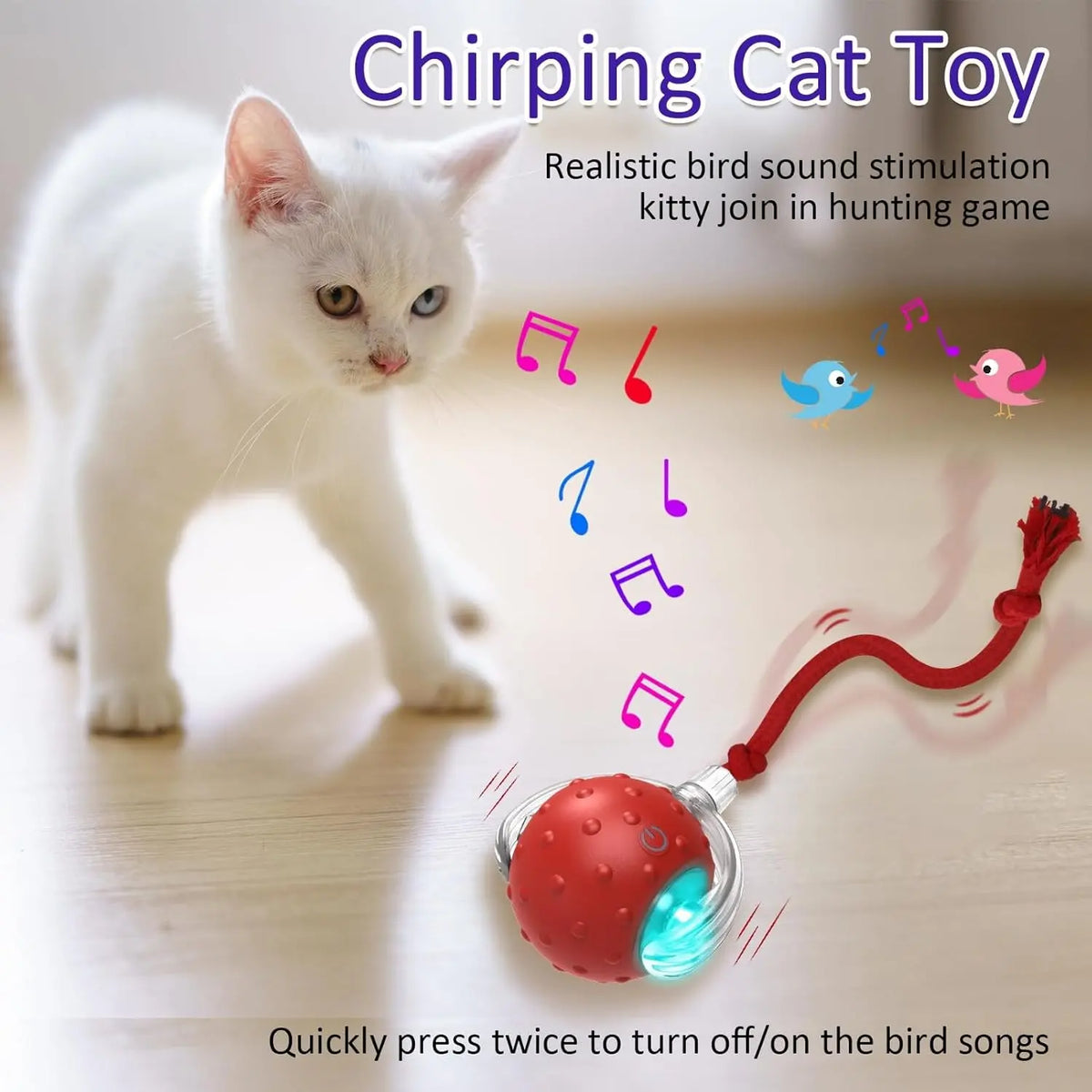 USB Smart Interactive Cat Toy Ball, Automatic Cat Toy, Rechargeable Indoor Cat Toy with Colorful Lights, Power Ball Cat Toy, Kitten Toy, Automatic Rolling Ball