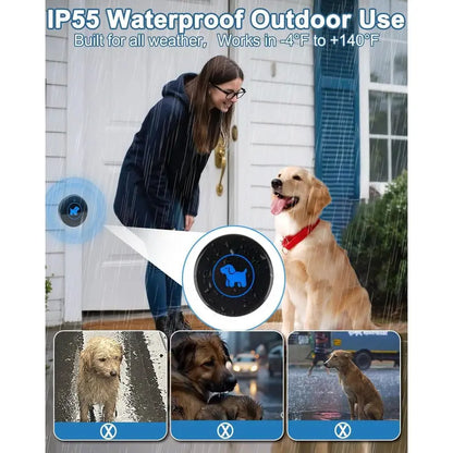 Dog Door Bell Enhanced Touch, Wireless Doggie Doorbell for Potty Training to Go Outside, IP65 Waterproof, 1000Ft Range, 55 Melodies, 5 Modes & Adjustable Volume (2 Buttons)