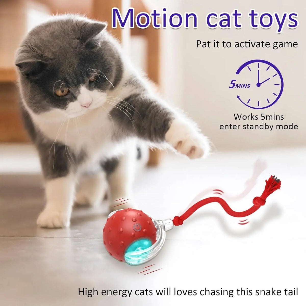 USB Smart Interactive Cat Toy Ball, Automatic Cat Toy, Rechargeable Indoor Cat Toy with Colorful Lights, Power Ball Cat Toy, Kitten Toy, Automatic Rolling Ball