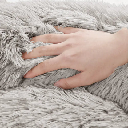 Hooded Donut Dog Bed & Cat Bed | Calming Pet Bed with Blanket - Luna/Grey