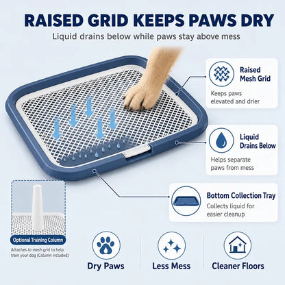 Dog Potty Tray with Removable Grating, Leak-Proof Indoor Dog Toilet for Puppy Training, Washable Pee Pad Holder for Apartments & Dogs