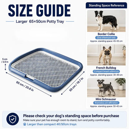 Dog Potty Tray with Removable Grating, Leak-Proof Indoor Dog Toilet for Puppy Training, Washable Pee Pad Holder for Apartments & Dogs