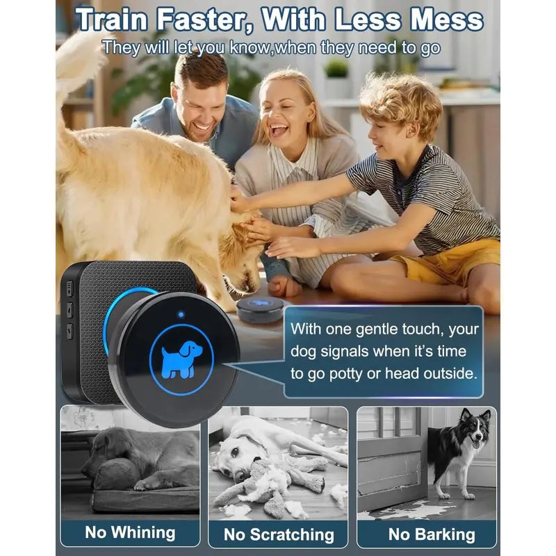 Dog Door Bell Enhanced Touch, Wireless Doggie Doorbell for Potty Training to Go Outside, IP65 Waterproof, 1000Ft Range, 55 Melodies, 5 Modes & Adjustable Volume (2 Buttons)